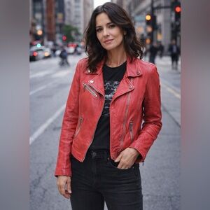 Mauritius Women’s Distressed Leather Biker Jacket